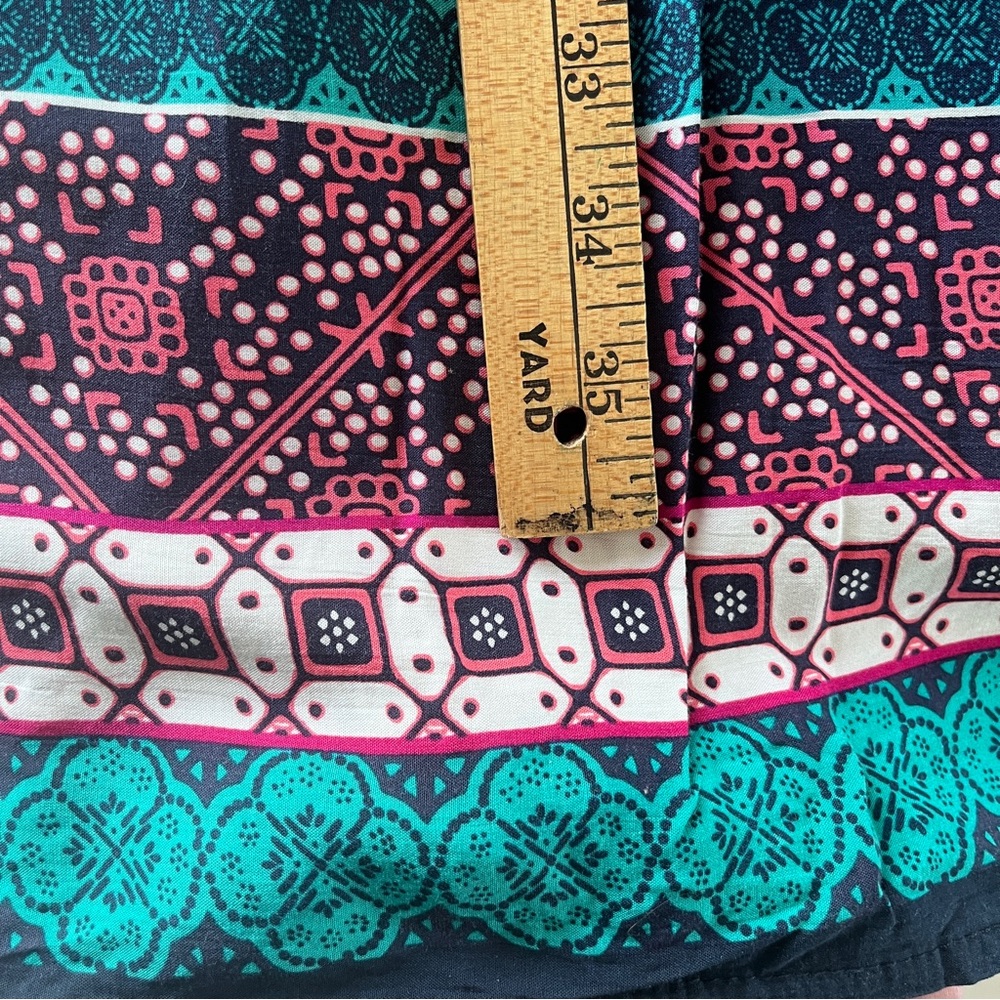 Jaase Boho Batik Style Print Tiered Maxi Dress in Navy and Lavender - Size S - Picture 10 of 12